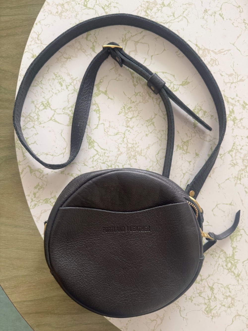 Portland Leather Black Round Crossbody Bag - Picture 3 of 7